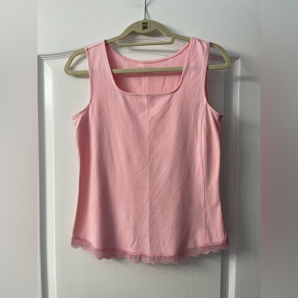 Coldwater Creek Tops - Coldwater Creek Pink Tank Top with lace trim